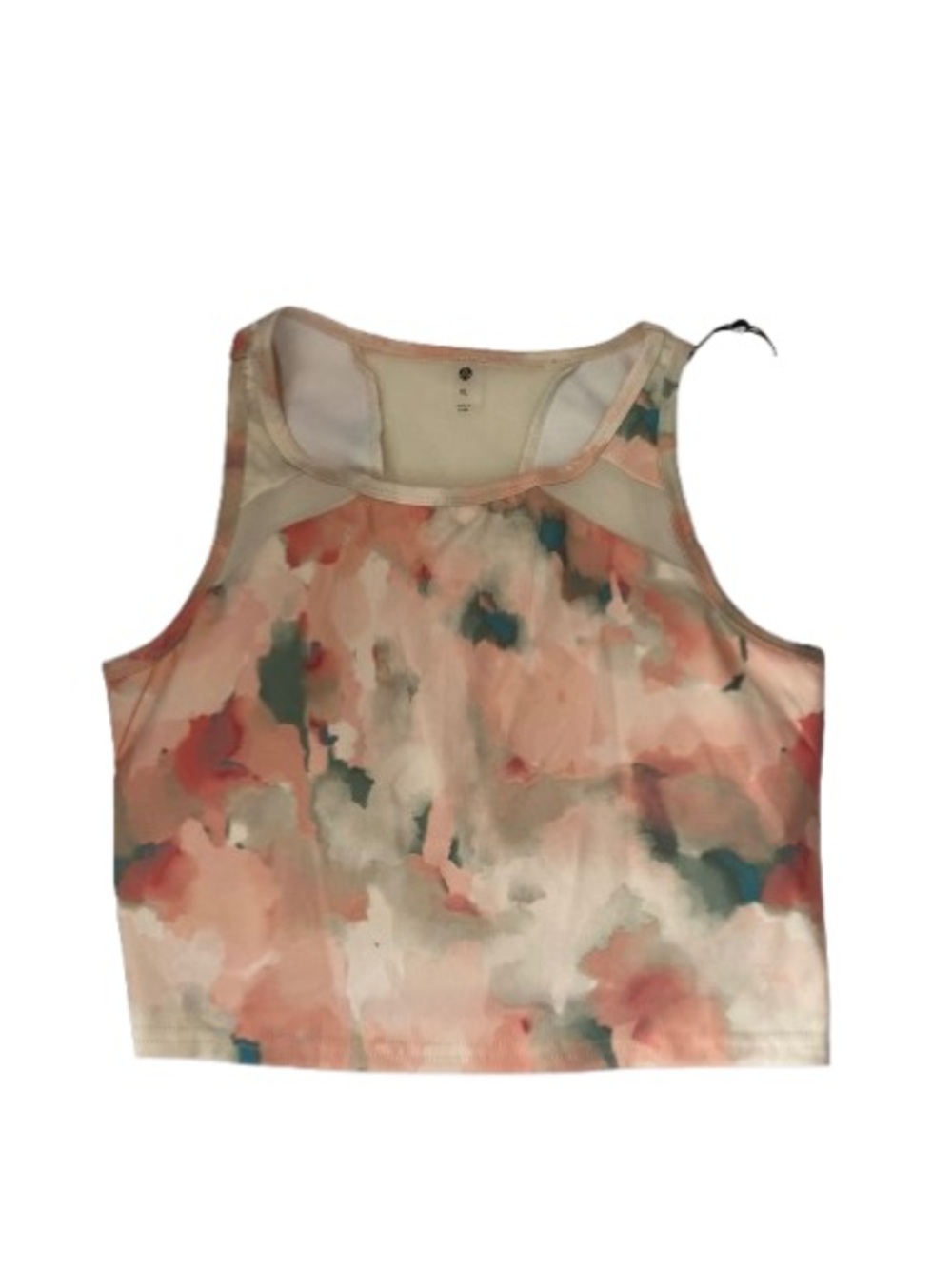English Factory Watercolor Crop Tank in Coral, Teal & Cream